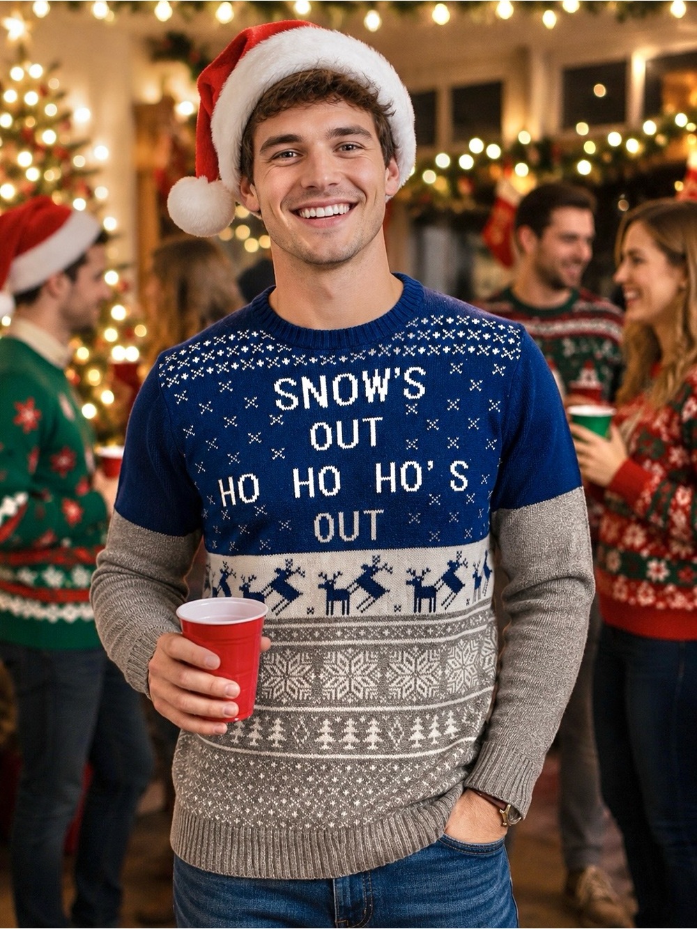 Classic Tacky Vintage Ugly Christmas Sweater Men’s M Festive Holiday Party